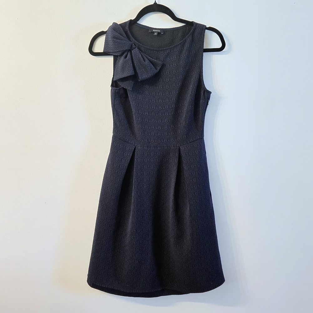 RW&CO. Navy Textured Dress with Bow